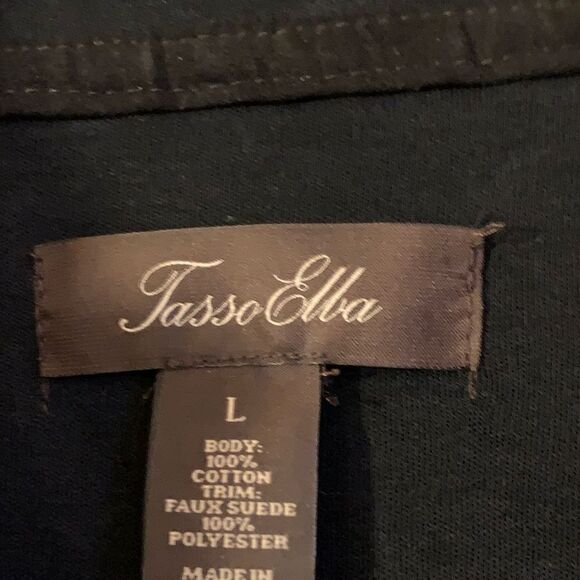 Tasso Elba Faux Suede Shirt Black Long Sleeves Sz Large NWOT Gorgeous - Picture 3 of 5